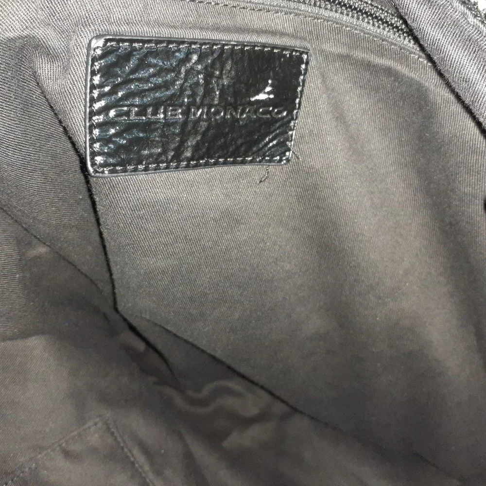CLUB MONACO-Black Burlap & Patent Leather-Hobo